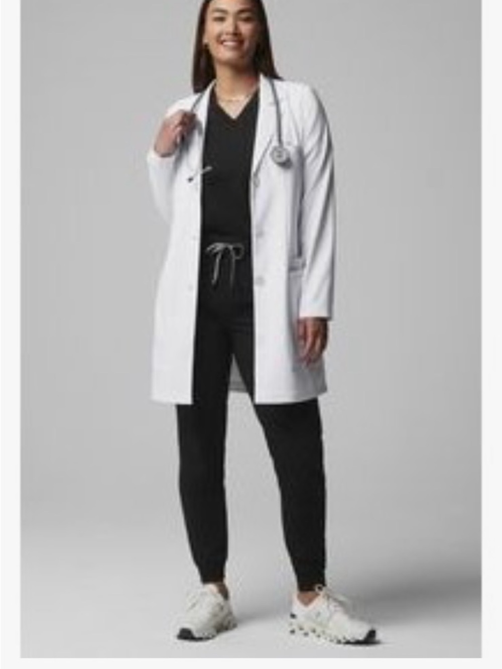 Fabletics Axis stretch White Women's Lab Coat Classic Long Medical Jacket sz XL - Picture 6 of 10